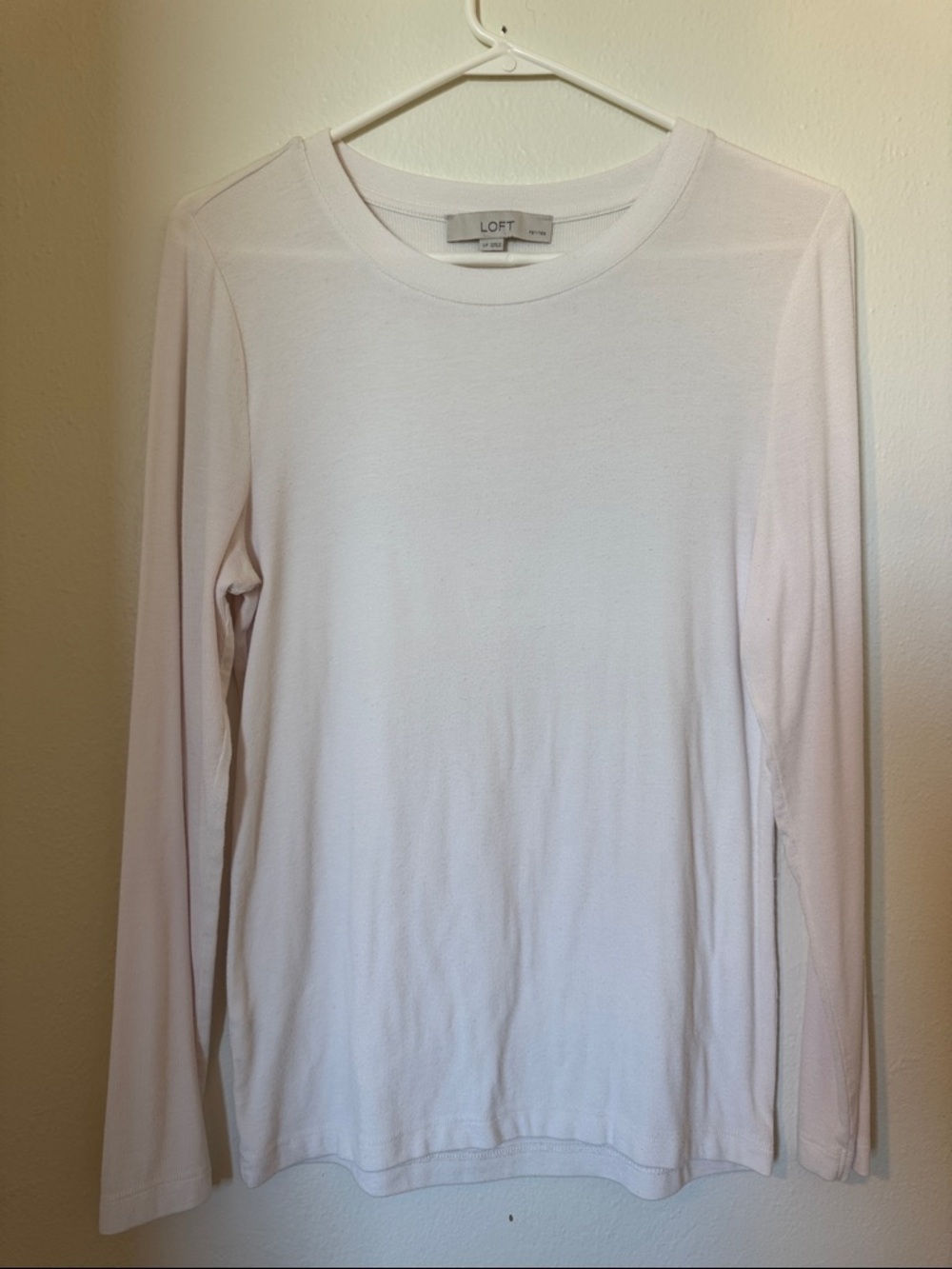 LOFT Long Sleeve Crewneck Top in White